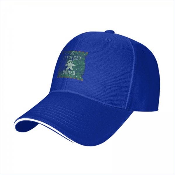 Black Baseball Cap With 'Let's Get Baked' Gingerbread Christmas Print