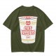 Olive T-shirt with Cat Noodles Cup Print