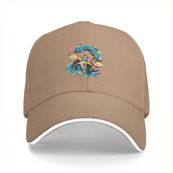 Black Baseball Cap With Colorful Anime Space Character Graphic