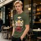 Olive t-shirt with pandas debating life beyond eating and sleeping
