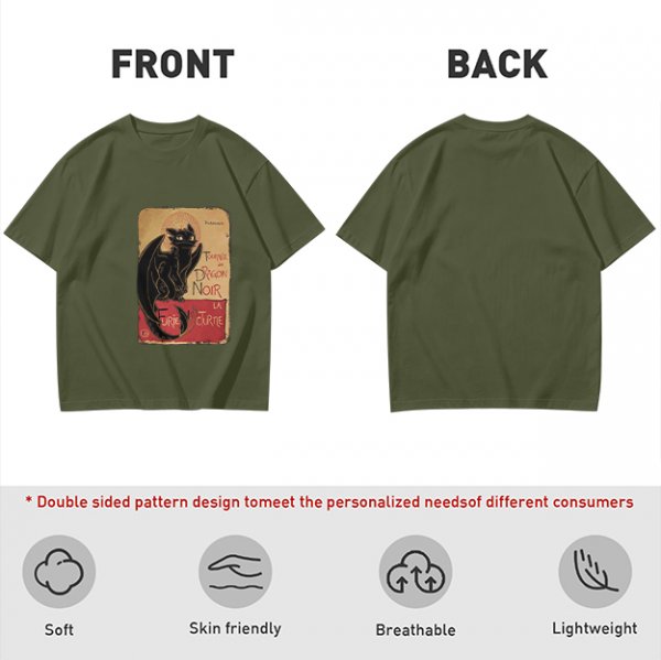 Olive t-shirt with vintage black dragon print design