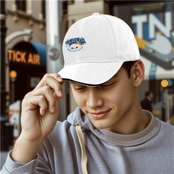 Black baseball cap with 'You are like a cloud' cute cloud graphic