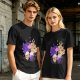 Olive T-Shirt With Cute Fantasy Bird Family Print