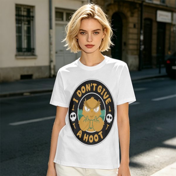 Owl giving middle finger funny graphic olive green t-shirt