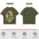 Olive T-shirt with Block Style Mario Riding Yoshi and Mushroom Graphics