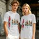 Olive T-Shirt With Cartoon Grill And Skewers Print