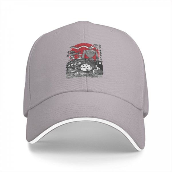 Black Baseball Cap With Studio Ghibli Inspired Anime Art Print