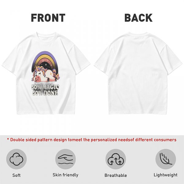 Olive T-Shirt With Grumpy Unicorn 50% Magic 50% Done Print