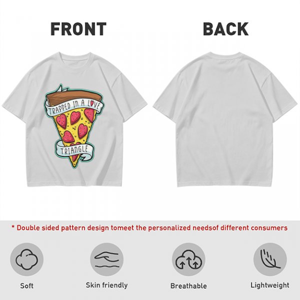 Olive T-Shirt With Pizza Slice 'Trapped In A Love Triangle' Print