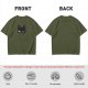 Olive Green T-Shirt With Black Cat Head Graphic Print