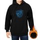 Black Hoodie With Blue Graphic Print Design