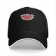 Black baseball cap with cute smiling watermelon and smile graphic