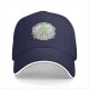 Black baseball cap with whimsical magical plant and mushroom graphic