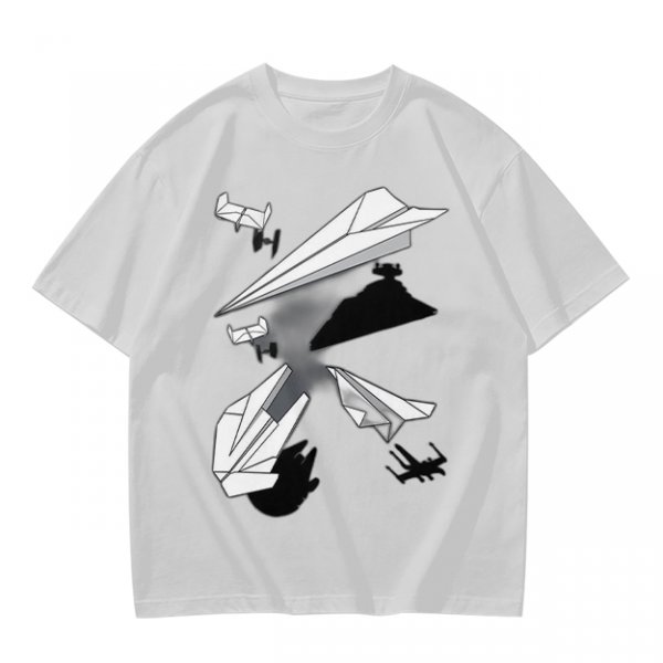 Olive T-Shirt with Paper Airplane Star Wars Inspired Print