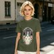 Olive T-shirt with I Don't Care Cat Graphic Print