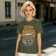Olive Green T-Shirt With Retro Send Noods Ramen Bowl Graphic