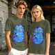 Olive T-Shirt With Cheshire Cat And Crow Graphic Print