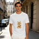 Olive Green T-Shirt with Cute Tiger Holding Coffee Mug Print
