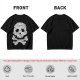 Olive T-shirt with Detailed Skull and Crossbones Graphic