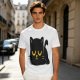 Olive T-Shirt with Relaxed Black Cat Graphic Design