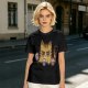 Olive T-Shirt With Angry Cat Holding Cupcakes Graphic Print