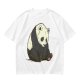 Olive T-shirt with Sad Sitting Panda Graphic Print