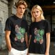Olive T-shirt with Mario and Yoshi artistic graphic print