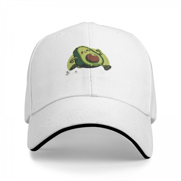 Black Baseball Cap With Cute Running Avocado Graphic