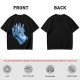 Olive T-shirt with retro blue cartoon car and characters graphic