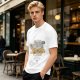 Olive Green T-Shirt With Stylish Cat Graphic Print