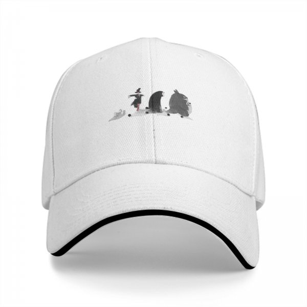 Black Baseball Cap With Studio Ghibli Character Silhouette Print