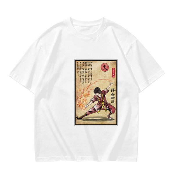 Olive t-shirt with firebender martial arts graphic print