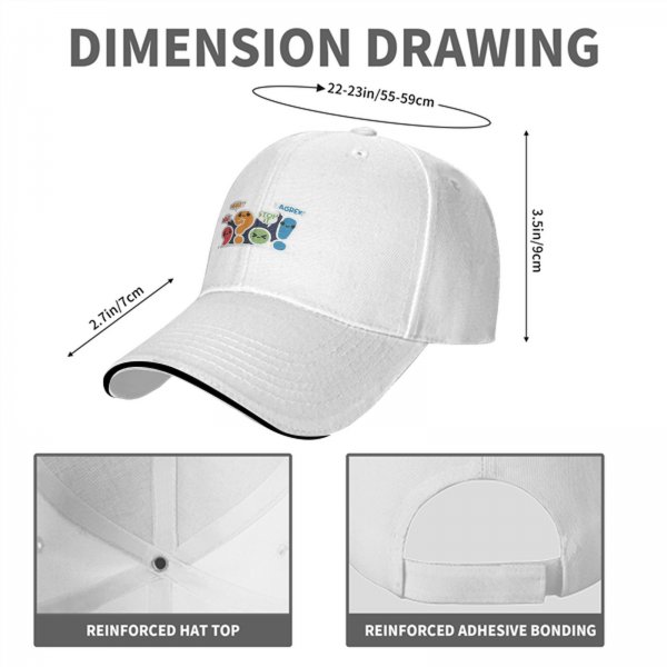 Black baseball cap with cute punctuation characters and speech bubbles