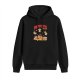 Black hoodie with playful puppy pepperoni pizza graphic