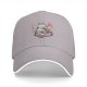 Black baseball cap with cute fox eating ramen sun and cloud design