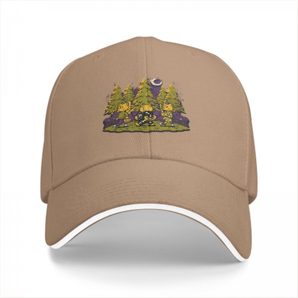 Black Baseball Cap with Halloween Forest Cat Trick-or-Treat Art