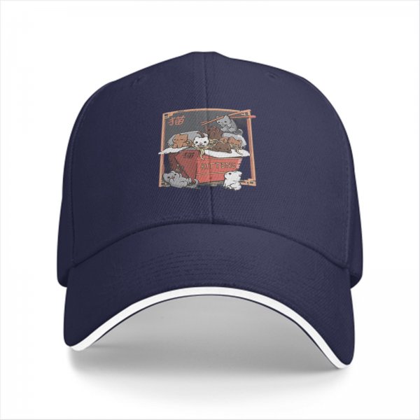 Black Baseball Cap With Kittens In Takeout Noodle Box Graphic