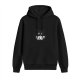 Black hoodie with cute black cat graphic and 'FOR A YEAR' text