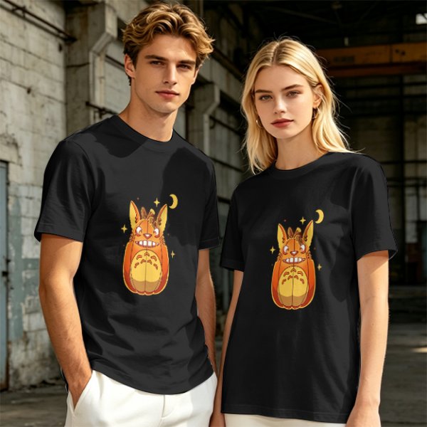 Olive T-Shirt With Cute Pumpkin Creature And Moon Star Print