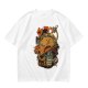 Olive T-shirt with Monster Burger and Japanese Graphic Print