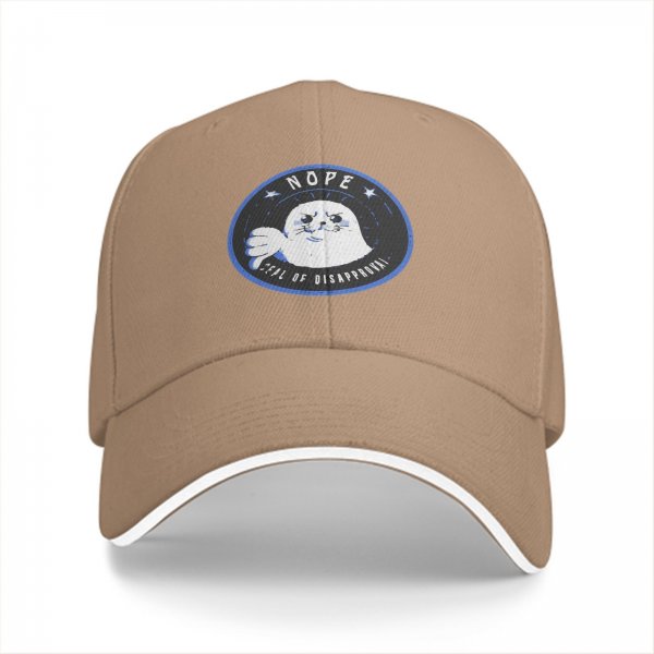 Black Baseball Cap With Nope Seal Of Disapproval Graphic