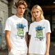 Olive t-shirt with 'I think I think too much' anxious frog print