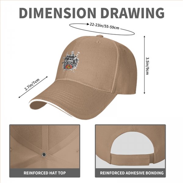 Black Baseball Cap With Howl's Moving Castle Inspired Print