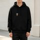 Black Hoodie With Cute Small Cartoon Insect Graphic