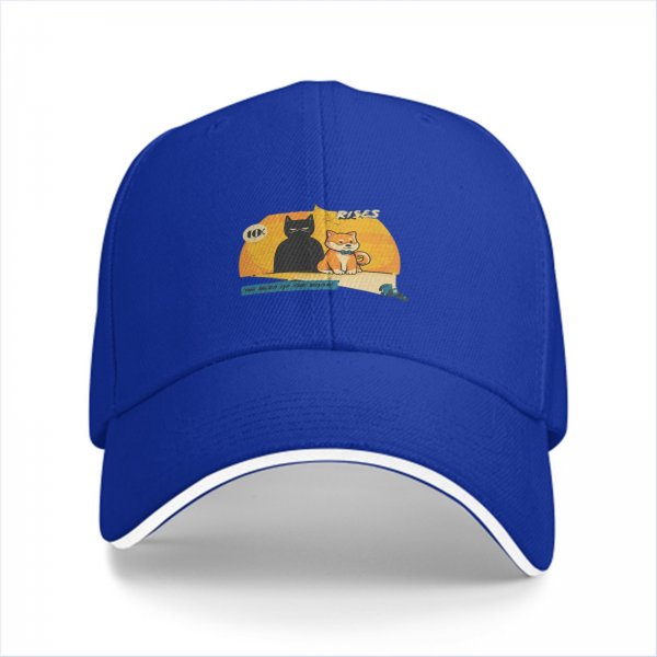 Black Baseball Cap with Cat and Shiba Inu Graphic Print