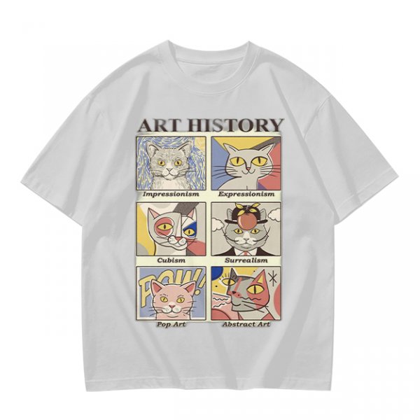 Art History Cat Themed Graphic T-Shirt Print Design