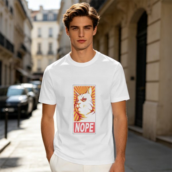 Olive Green T-Shirt With Grumpy Cat 'NOPE' Propaganda Print