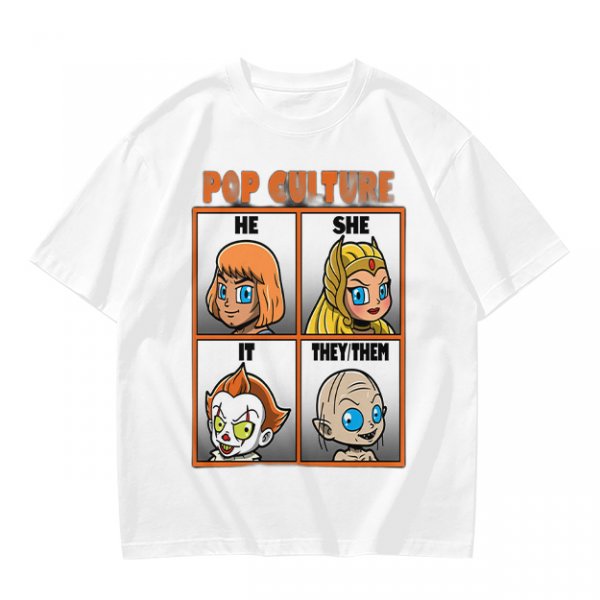 Pop Culture Pronoun Guide Chibi Character Graphic T-Shirt