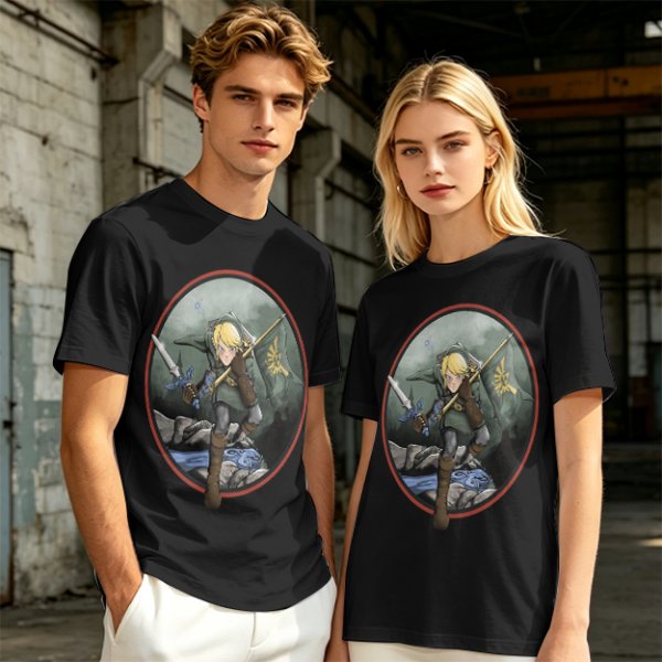 Olive Green T-Shirt With Legendary Hero Art Print