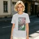 Olive T-shirt with Totoro cherry blossom Japanese woodblock print